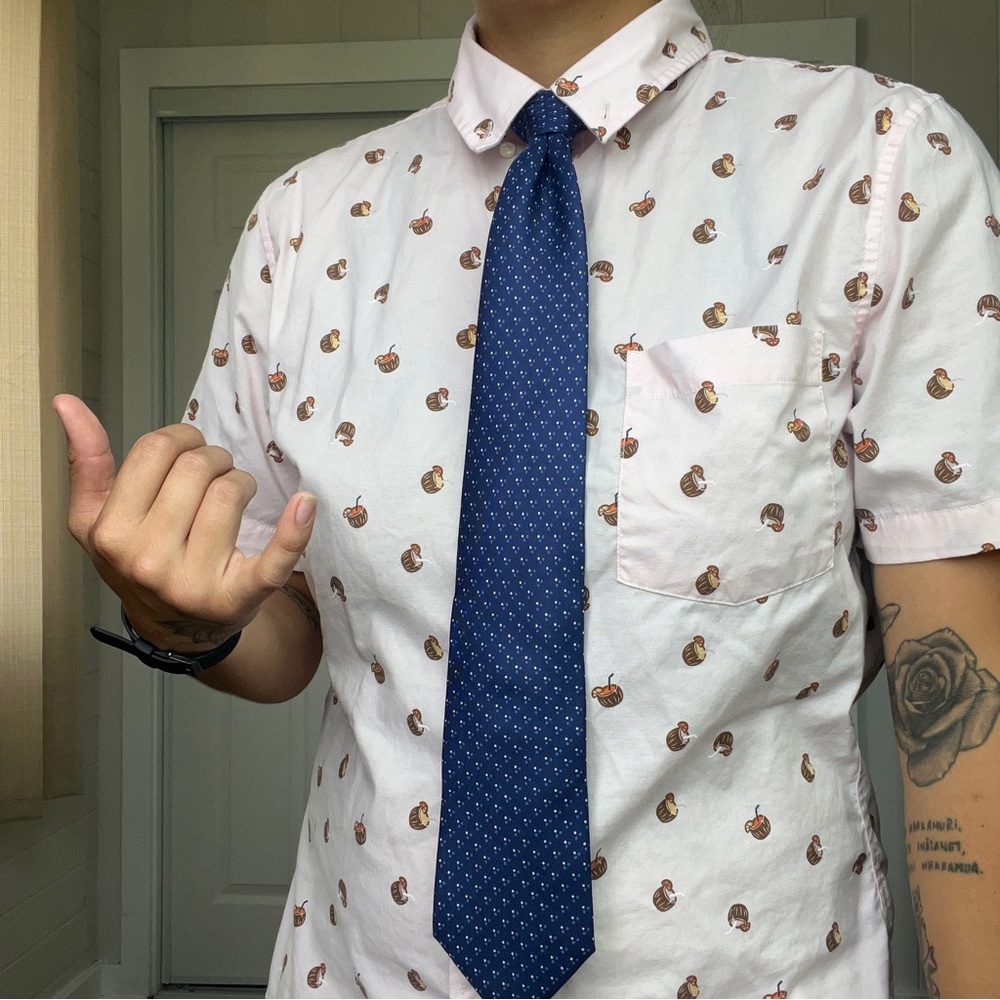 Blue Pure Silk Vintage Dunhuang Neck Tie